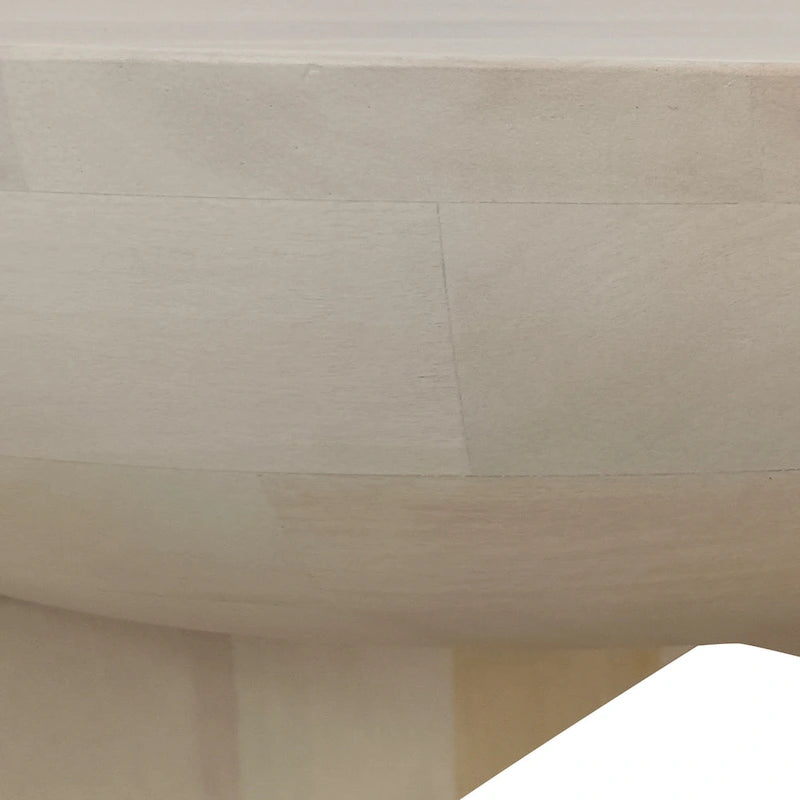 Tomas 32 Inch Coffee Table, Mango Wood Drum Top, Classic Washed White