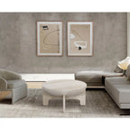 Tomas 32 Inch Coffee Table, Mango Wood Drum Top, Classic Washed White