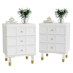 Nightstand Bedside Table with 3 Drawers, Bedroom Tall Night Stands Sofa End Table with Storage for Bedroom, Living Room