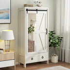 Moasis Tall and Wide Storage Cabinet with Doors and Full Length Mirror for Bathroom