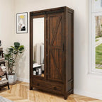 Moasis Tall and Wide Storage Cabinet with Doors and Full Length Mirror for Bathroom