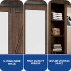 Moasis Tall and Wide Storage Cabinet with Doors and Full Length Mirror for Bathroom