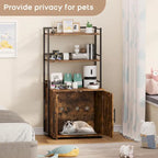 2-in-1 Cat Litter Box Enclosure with with 3 Shelves and Door