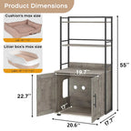 2-in-1 Cat Litter Box Enclosure with with 3 Shelves and Door