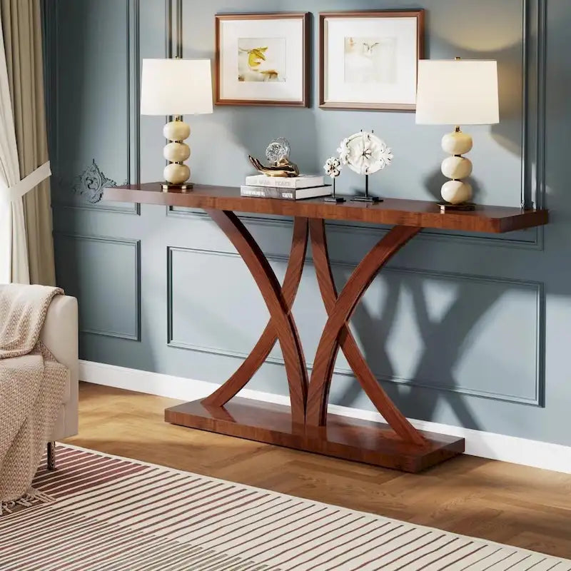 63 Farmhouse Console Table, Sofa Table Wood Entryway Table Accent Table