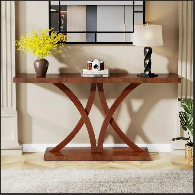 63 Farmhouse Console Table, Sofa Table Wood Entryway Table Accent Table