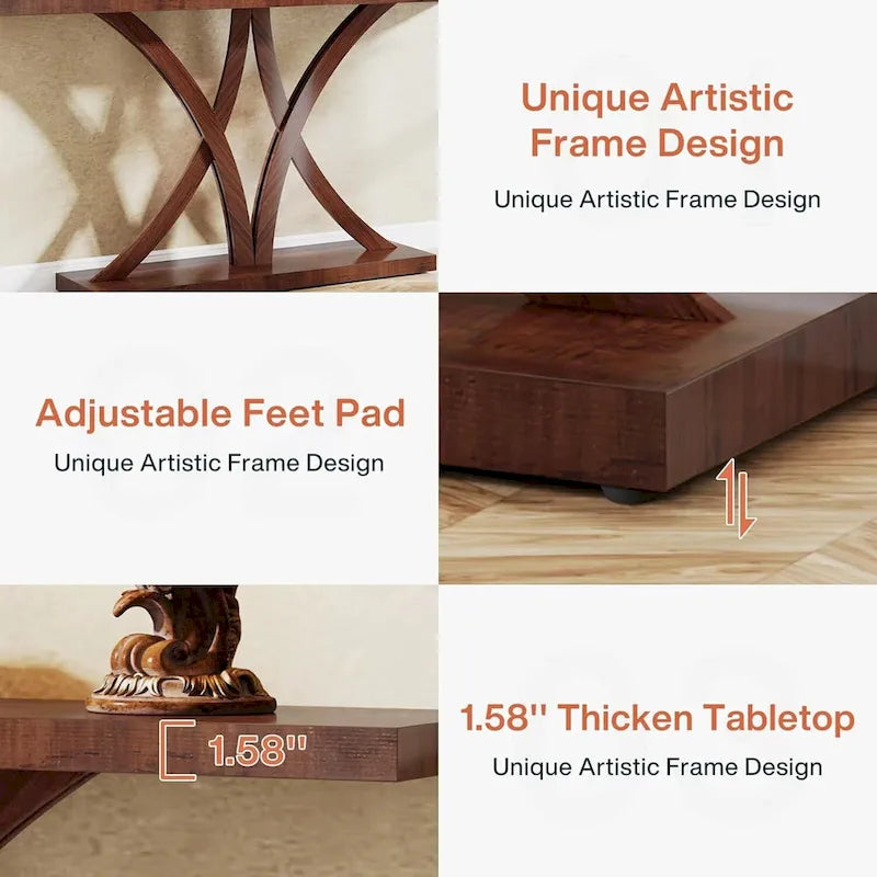 63 Farmhouse Console Table, Sofa Table Wood Entryway Table Accent Table