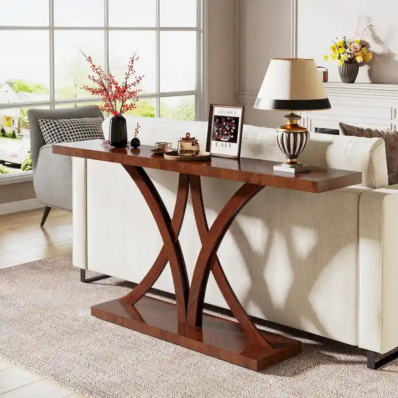 63 Farmhouse Console Table, Sofa Table Wood Entryway Table Accent Table