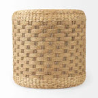 Mercana Michelle Brown Patterned Woven Seagrass Round Pouf