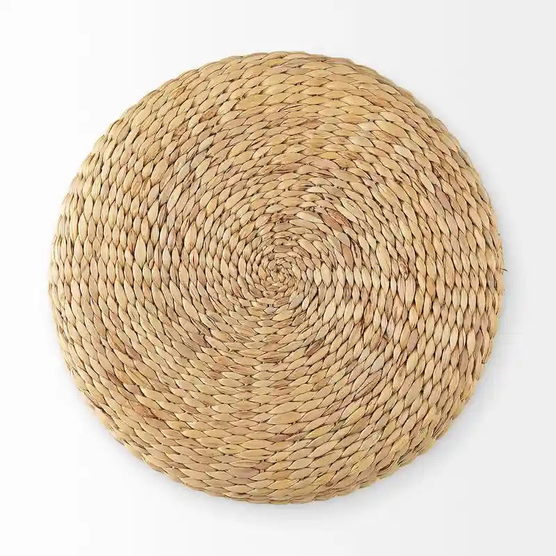 Mercana Michelle Brown Patterned Woven Seagrass Round Pouf