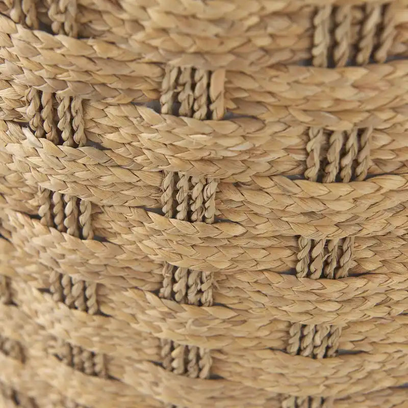 Mercana Michelle Brown Patterned Woven Seagrass Round Pouf