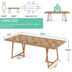 71 Farmhouse Dining Table for 6 to 8, Rectangular Wood Kitchen Table Industrial Dinner Table