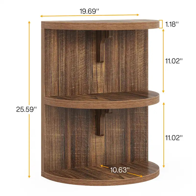 3-tier Half-round End Table, Semi-circular Side Table for Living Room