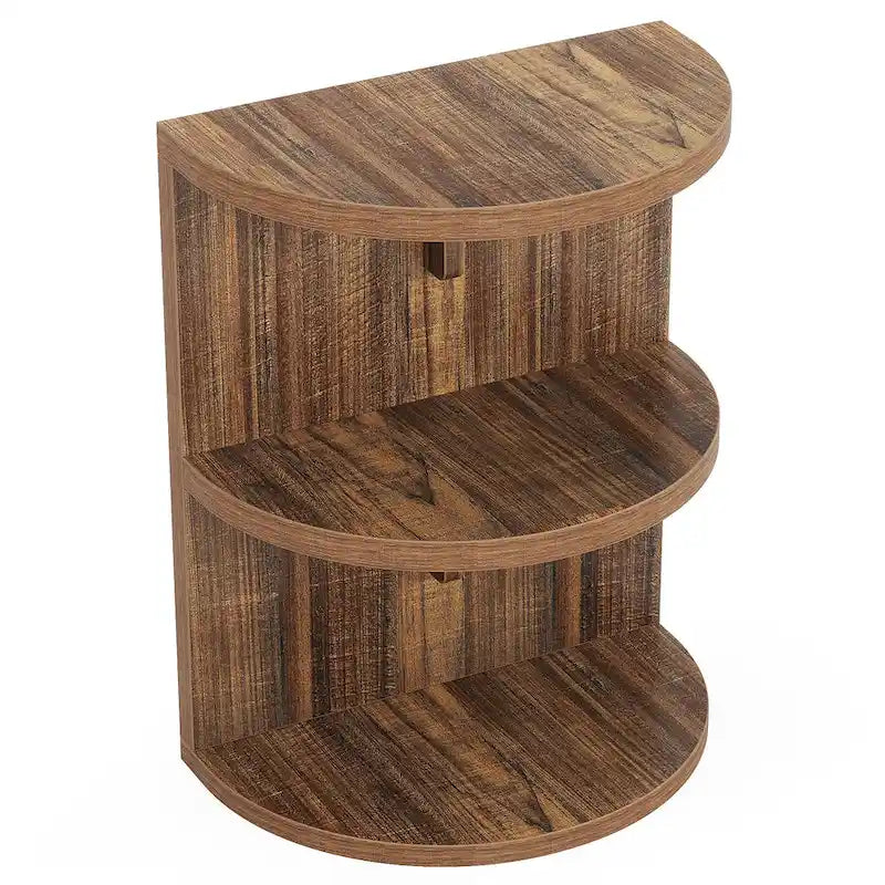 3-tier Half-round End Table, Semi-circular Side Table for Living Room