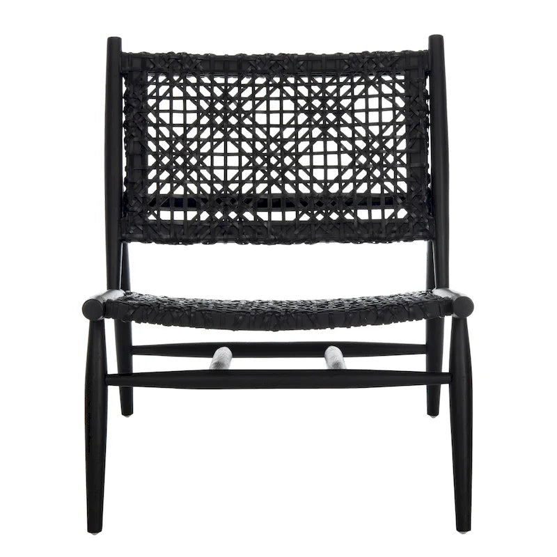 SAFAVIEH Queenie Bandelier Open Leather Weave Squared Accent Chair - 26 W x 32 D x 31 H - 26Wx31Dx31H