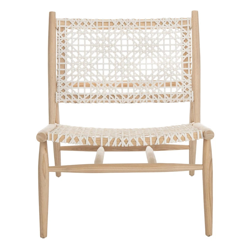 SAFAVIEH Queenie Bandelier Open Leather Weave Squared Accent Chair - 26 W x 32 D x 31 H - 26Wx31Dx31H