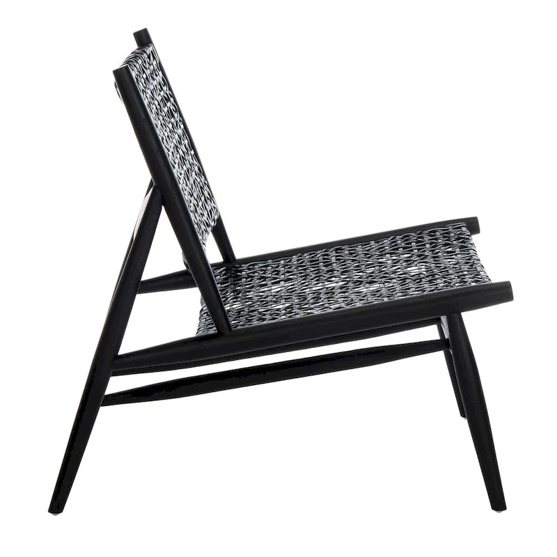 SAFAVIEH Queenie Bandelier Open Leather Weave Squared Accent Chair - 26 W x 32 D x 31 H - 26Wx31Dx31H