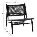 SAFAVIEH Queenie Bandelier Open Leather Weave Squared Accent Chair - 26 W x 32 D x 31 H - 26Wx31Dx31H