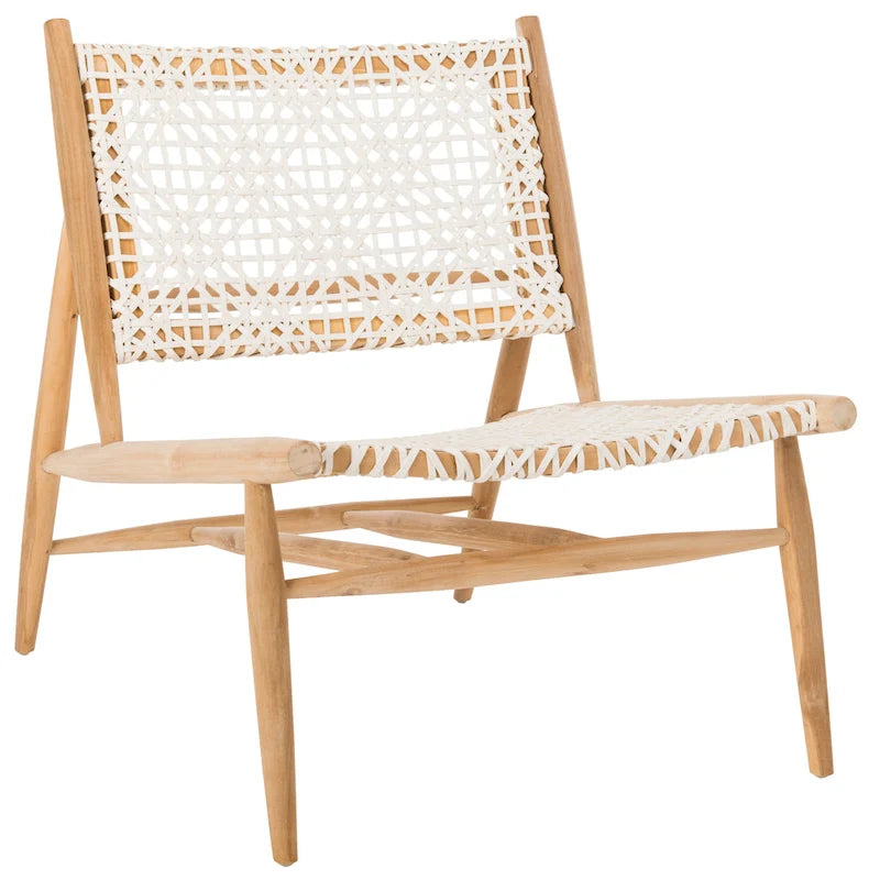 SAFAVIEH Queenie Bandelier Open Leather Weave Squared Accent Chair - 26 W x 32 D x 31 H - 26Wx31Dx31H