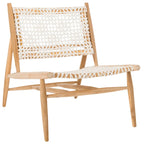 SAFAVIEH Queenie Bandelier Open Leather Weave Squared Accent Chair - 26 W x 32 D x 31 H - 26Wx31Dx31H