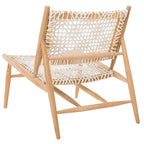 SAFAVIEH Queenie Bandelier Open Leather Weave Squared Accent Chair - 26 W x 32 D x 31 H - 26Wx31Dx31H