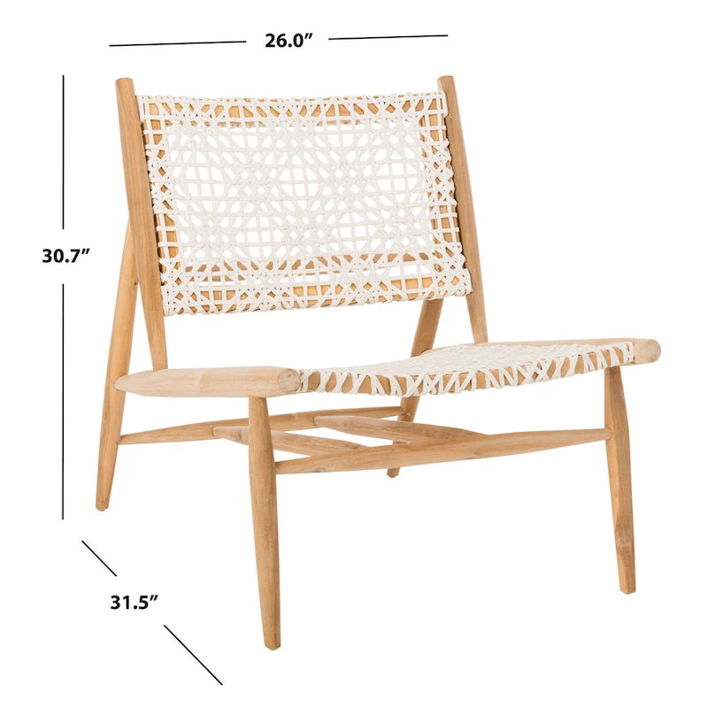 SAFAVIEH Queenie Bandelier Open Leather Weave Squared Accent Chair - 26 W x 32 D x 31 H - 26Wx31Dx31H