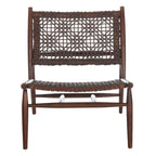 SAFAVIEH Queenie Bandelier Open Leather Weave Squared Accent Chair - 26 W x 32 D x 31 H - 26Wx31Dx31H