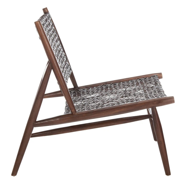 SAFAVIEH Queenie Bandelier Open Leather Weave Squared Accent Chair - 26 W x 32 D x 31 H - 26Wx31Dx31H