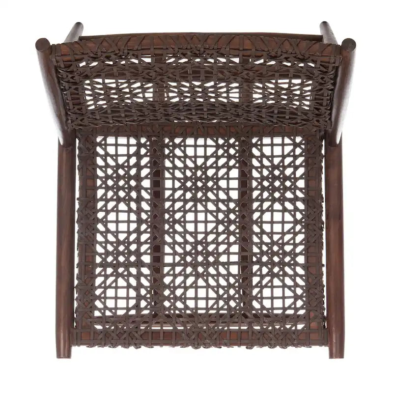SAFAVIEH Queenie Bandelier Open Leather Weave Squared Accent Chair - 26 W x 32 D x 31 H - 26Wx31Dx31H