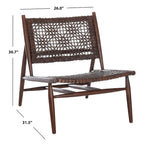 SAFAVIEH Queenie Bandelier Open Leather Weave Squared Accent Chair - 26 W x 32 D x 31 H - 26Wx31Dx31H
