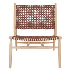 SAFAVIEH Queenie Bandelier Open Leather Weave Squared Accent Chair - 26 W x 32 D x 31 H - 26Wx31Dx31H