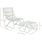 SAFAVIEH Jacquelynn White Wicker Chair And Ottoman Set - 22 x 30.5 x 32 - 22Wx30Dx31H