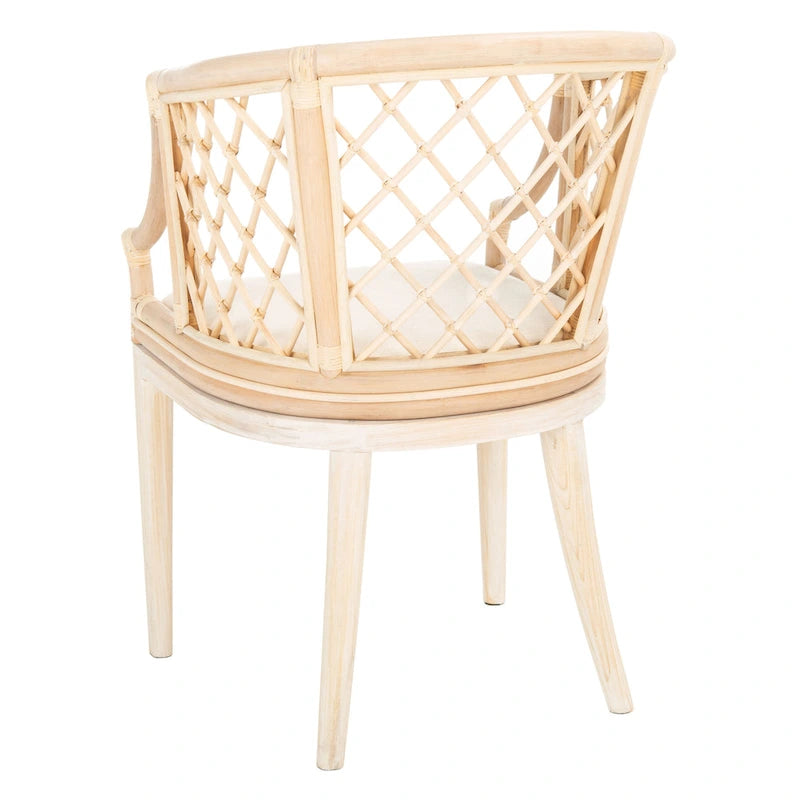 SAFAVIEH Theona Rattan Lattice Arm Chair - 22.3 W x 23 L x 31.3 H - 22Wx23Dx31H