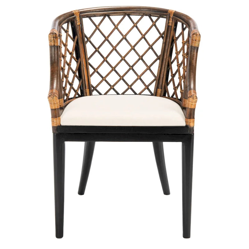 SAFAVIEH Theona Rattan Lattice Arm Chair - 22.3 W x 23 L x 31.3 H - 22Wx23Dx31H