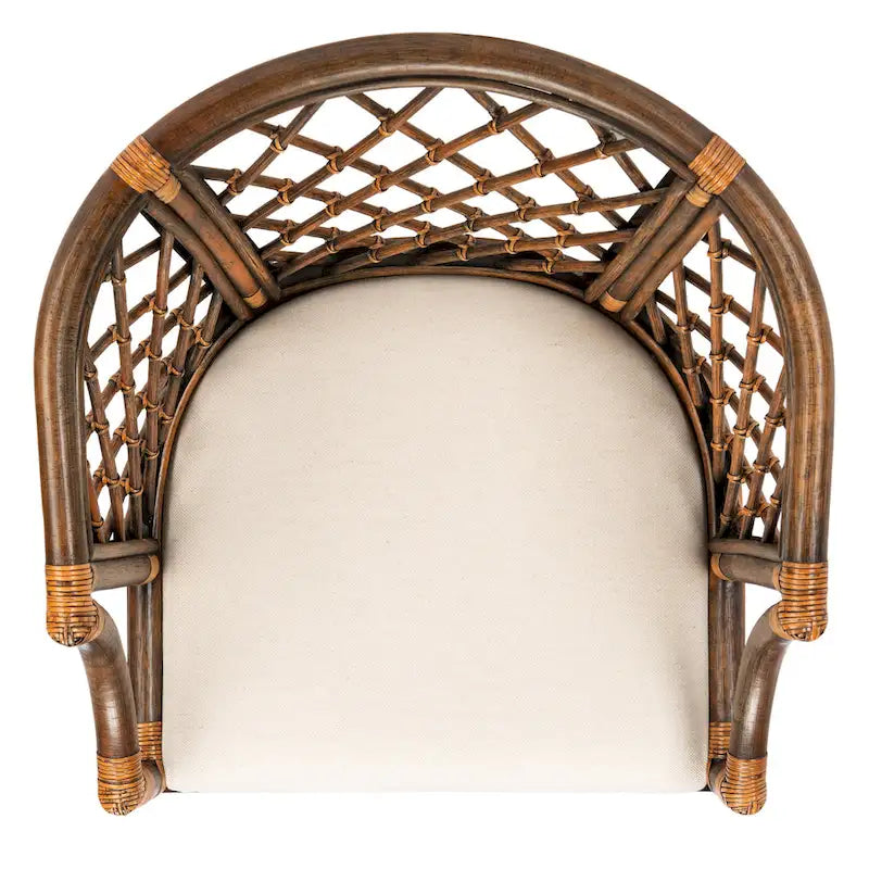 SAFAVIEH Theona Rattan Lattice Arm Chair - 22.3 W x 23 L x 31.3 H - 22Wx23Dx31H