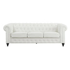 Chesterfield 3 Piece Living Room Sectional Sofa Set with Rolled Arms Button Tufted Cushion Sofa Loveseat for Living Room