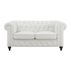 Chesterfield 3 Piece Living Room Sectional Sofa Set with Rolled Arms Button Tufted Cushion Sofa Loveseat for Living Room