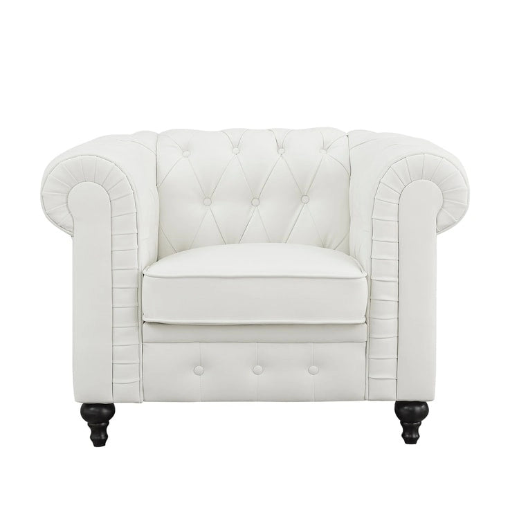 Chesterfield 3 Piece Living Room Sectional Sofa Set with Rolled Arms Button Tufted Cushion Sofa Loveseat for Living Room