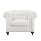 Chesterfield 3 Piece Living Room Sectional Sofa Set with Rolled Arms Button Tufted Cushion Sofa Loveseat for Living Room