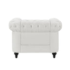 Chesterfield 3 Piece Living Room Sectional Sofa Set with Rolled Arms Button Tufted Cushion Sofa Loveseat for Living Room