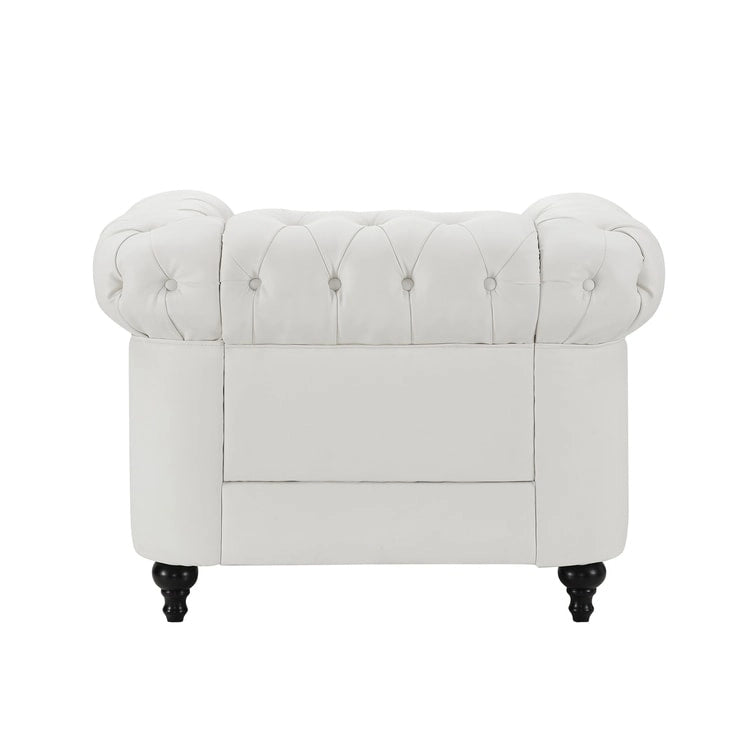 Chesterfield 3 Piece Living Room Sectional Sofa Set with Rolled Arms Button Tufted Cushion Sofa Loveseat for Living Room