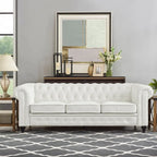 Chesterfield 3 Piece Living Room Sectional Sofa Set with Rolled Arms Button Tufted Cushion Sofa Loveseat for Living Room