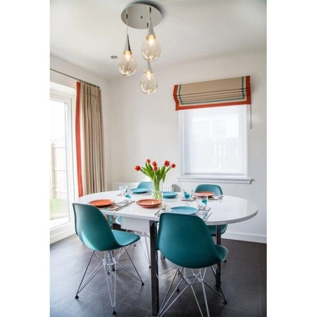 Set of 2 Modern Color Pyramid Seat Height DSW Molded Armless Plastic Dining Room Chairs Chrome Wire Eiffel Dowel Legs