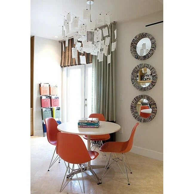 Set of 2 Modern Color Pyramid Seat Height DSW Molded Armless Plastic Dining Room Chairs Chrome Wire Eiffel Dowel Legs