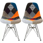 Set of 2 Modern Color Pyramid Seat Height DSW Molded Armless Plastic Dining Room Chairs Chrome Wire Eiffel Dowel Legs