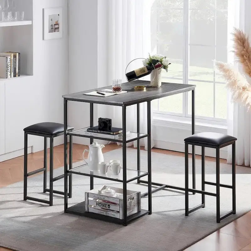 VECELO 3-Pieces Counter Dining Table Set