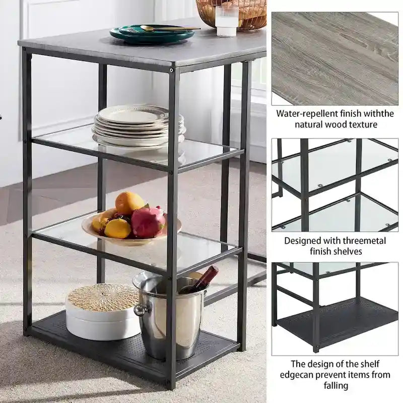 VECELO 3-Pieces Counter Dining Table Set
