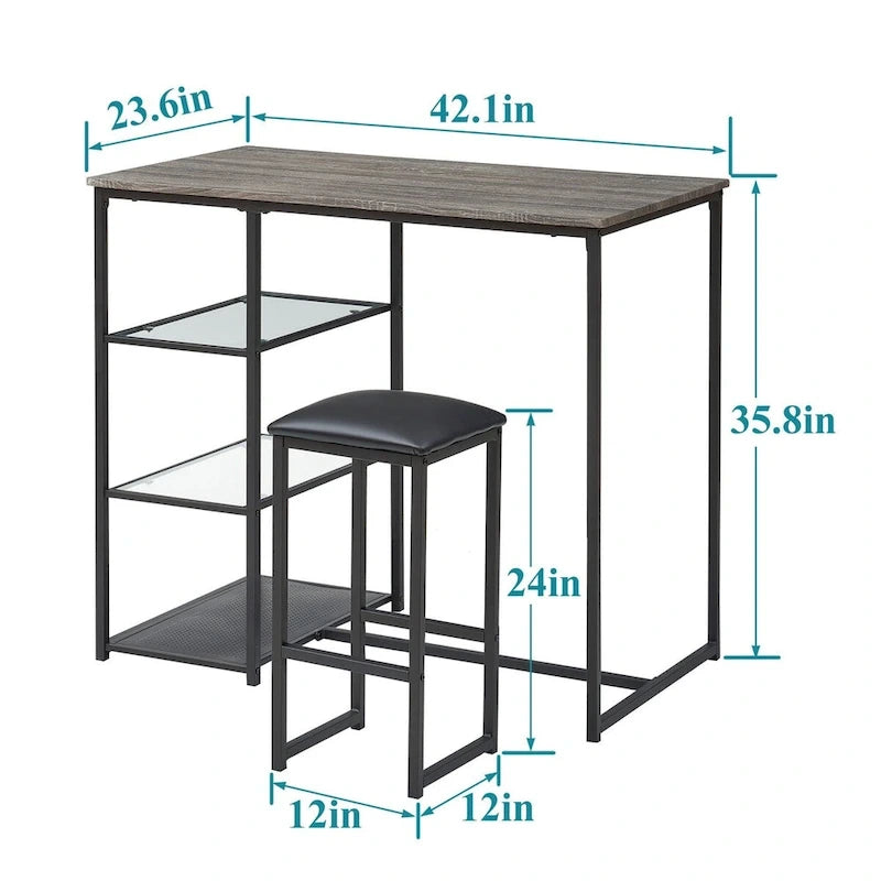 VECELO 3-Pieces Counter Dining Table Set