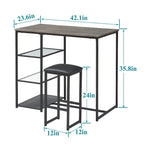 VECELO 3-Pieces Counter Dining Table Set