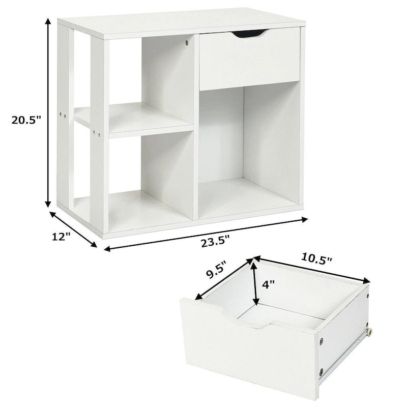 3-tier Side Table with Storage Shelf & Drawer Space - 23.5 x 12 x 20.5 (L x W x H)